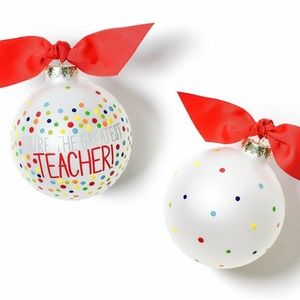 Coton Colors Greatest Teacher Glass Ornament - Lot of 2